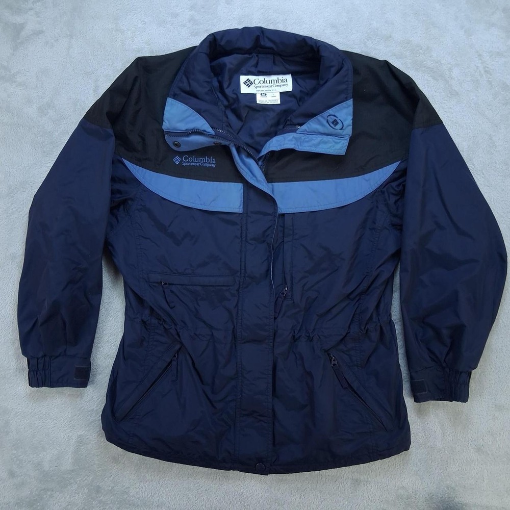 Columbia Sportswear Women Blue Waterproof Windbreaker Jacket Boulder Ridge M